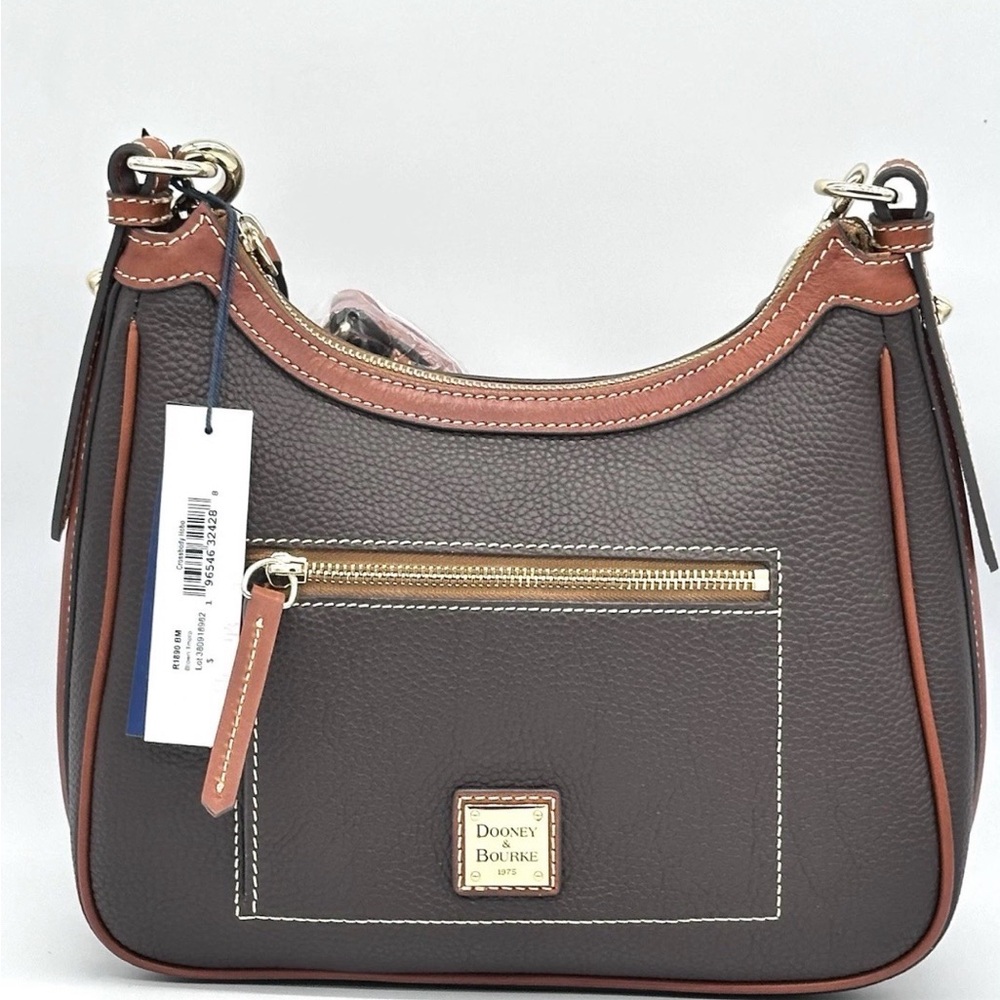 Dooney & Bourke R1890 Pebble Grain Crossbody Hobo Bag Purse Brown Tmoro Leather